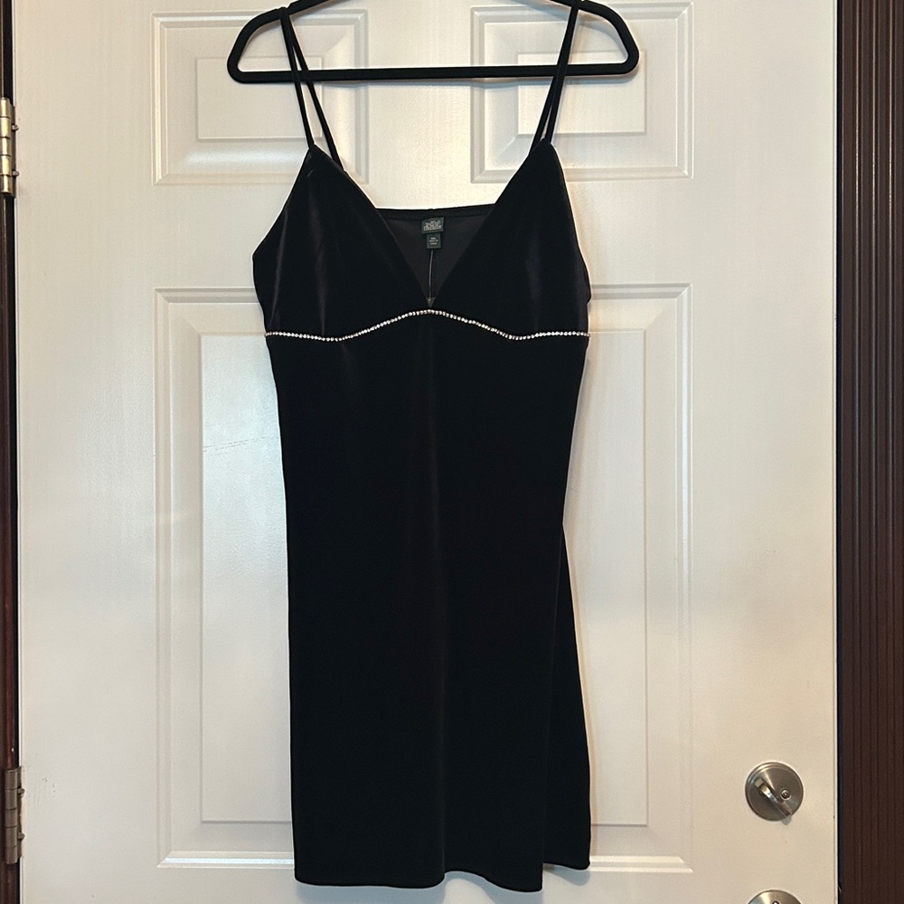 Wild Fable Black Velvet Dress 2XL NEW Rhinestones Holiday Formal Evening Glam